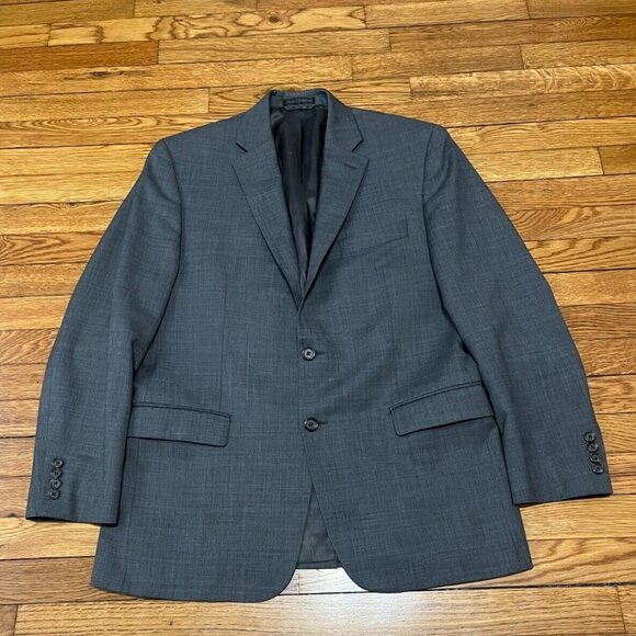 Lauren Ralph Lauren Mens Blazer Sz 40R Solid Gray Wool 2 Button Sport Coat - Picture 1 of 5